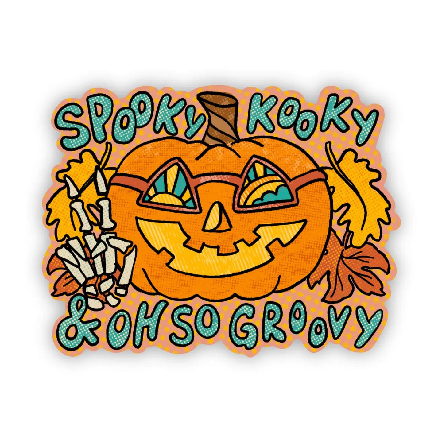 "Spooky, Kooky, and oh so Groovy" pumpkin sticker