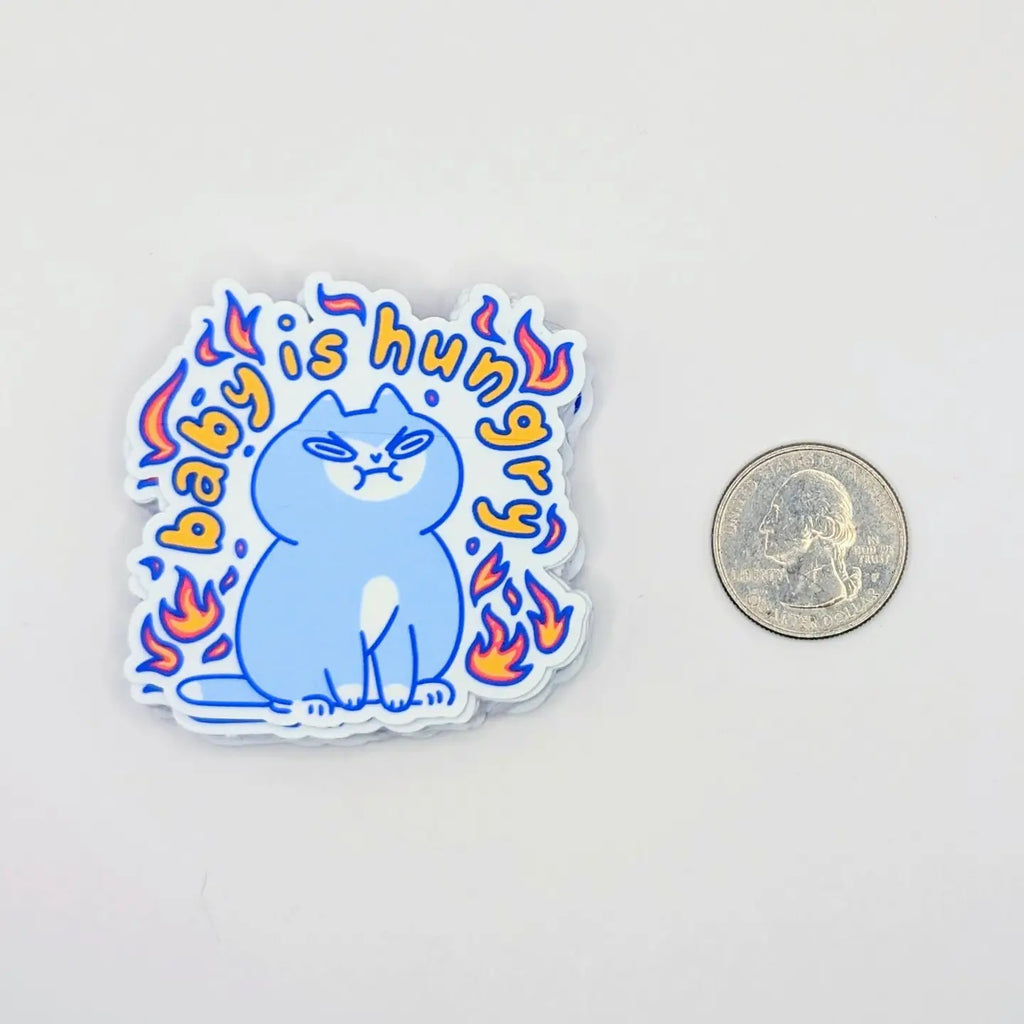 "Baby Is Hungry" Cute Funny Cat Vinyl Sticker