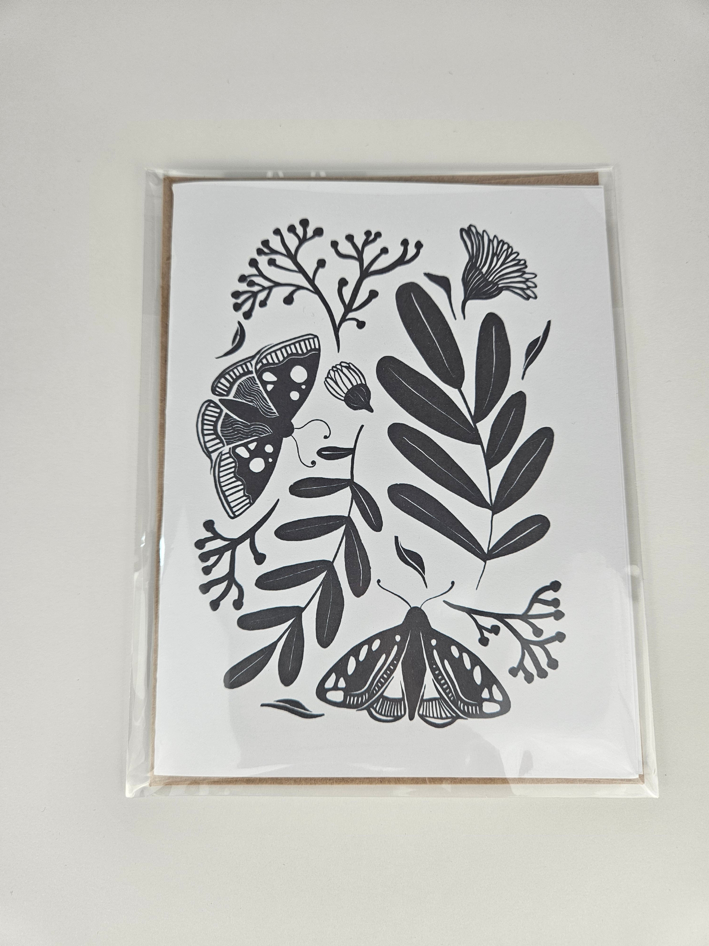 Illustrated Card by Liz Sampley - Butterflies/Blank Inside Card