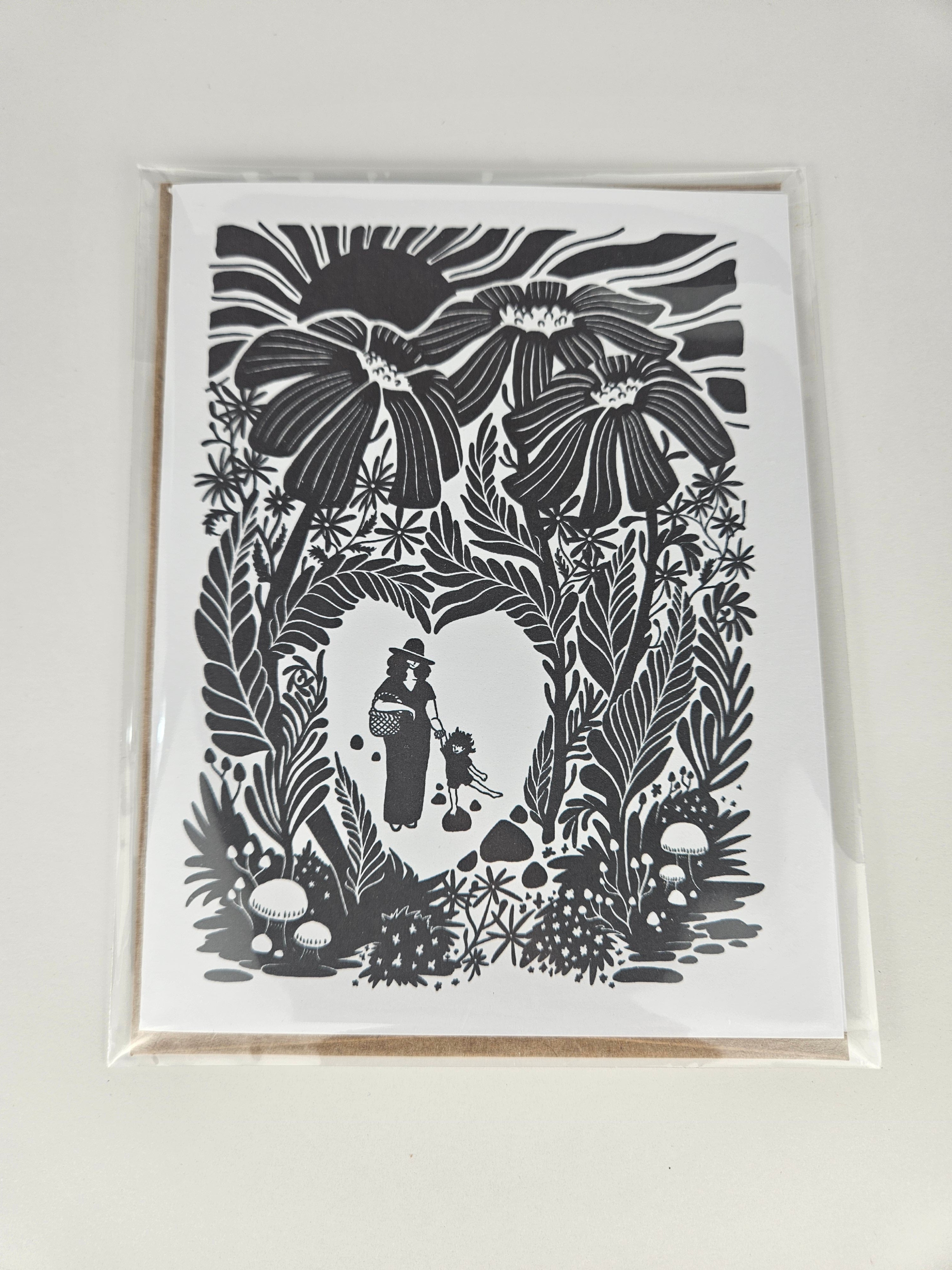 Illustrated Card by Liz Sampley - Mom and Child/Blank Inside Card