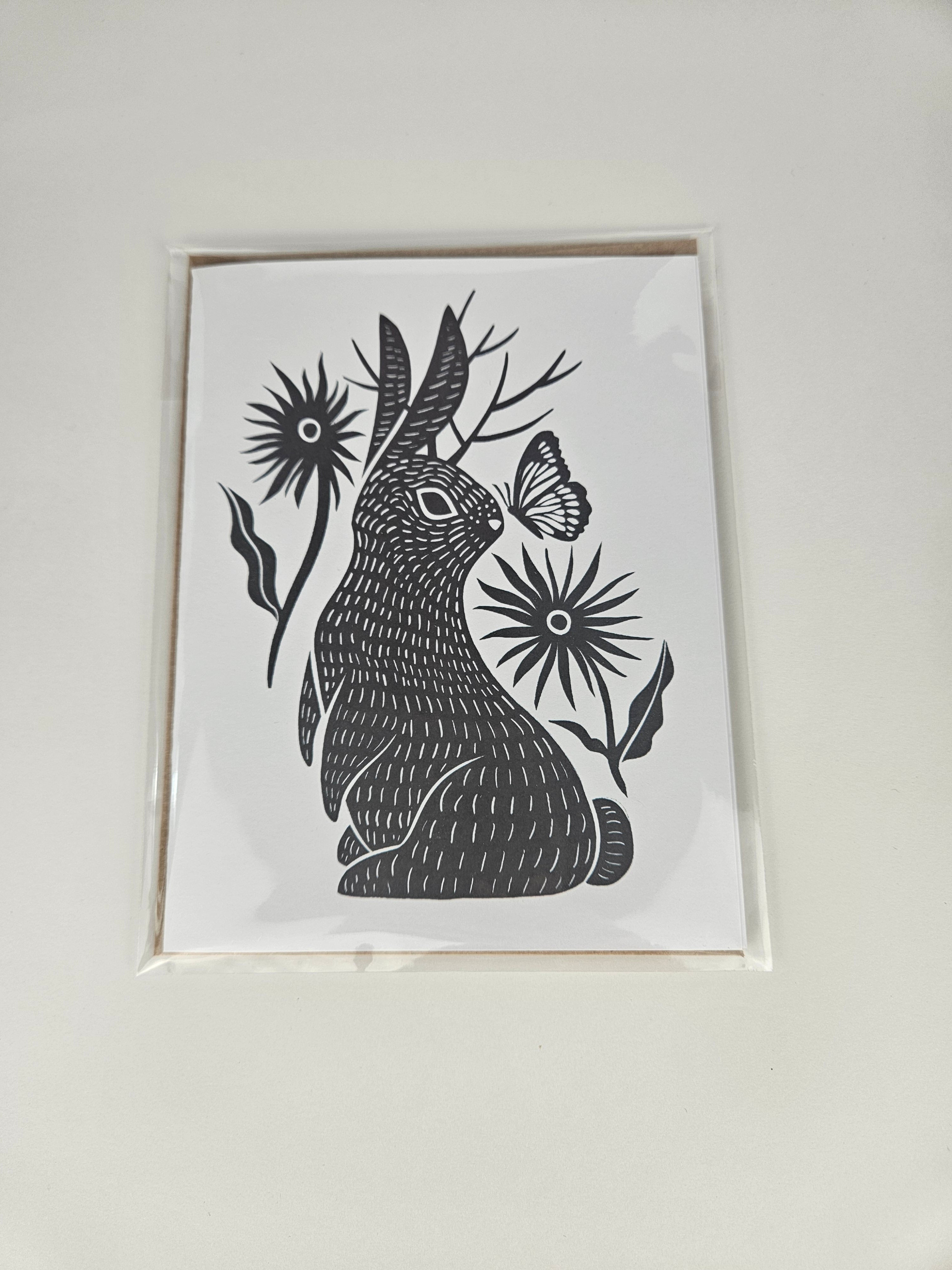 Illustrated Card by Liz Sampley - Jack Rabbit/Blank Inside Card