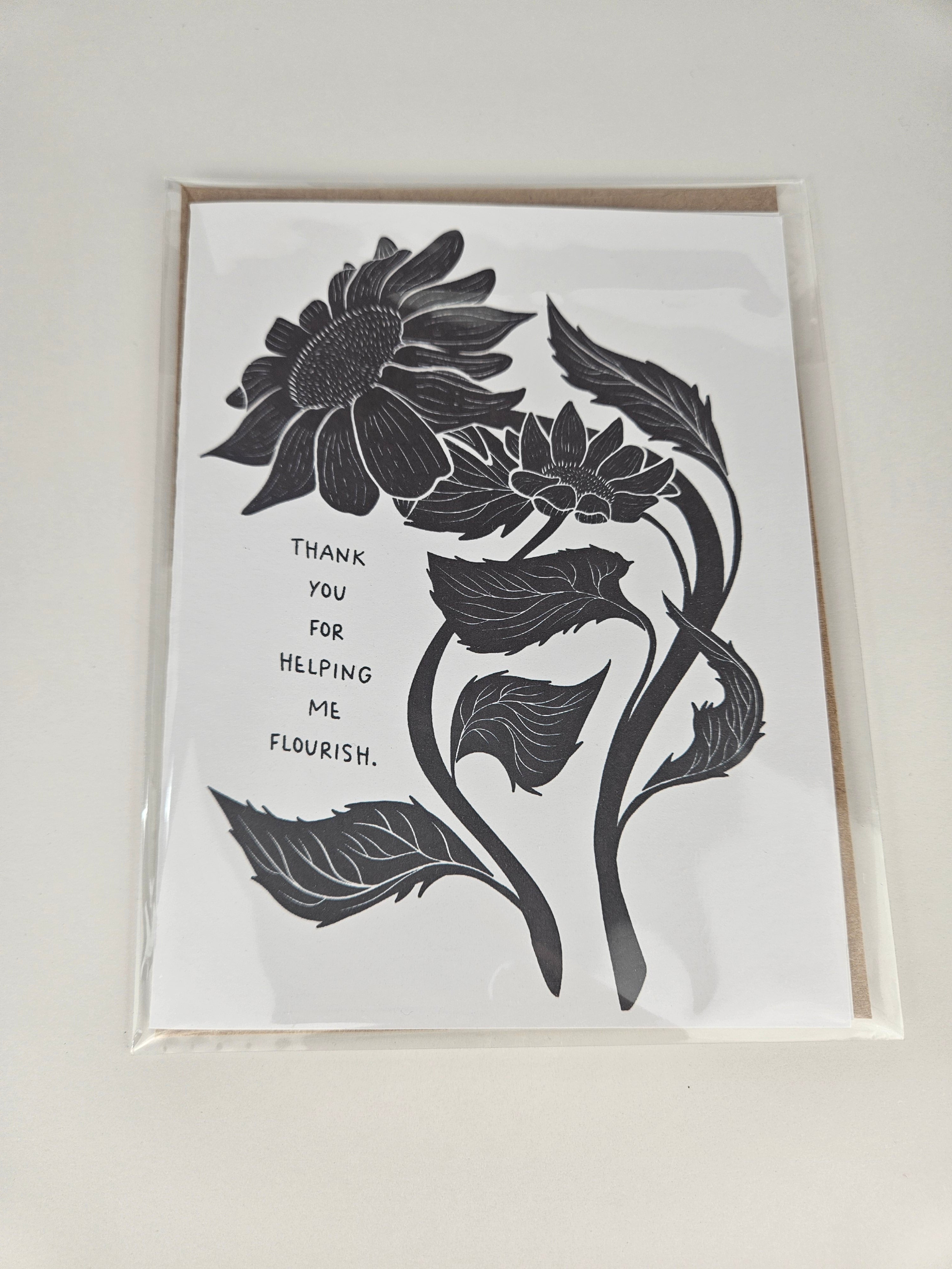 Illustrated Card by Liz Sampley - Thank you for Helping Me Flourish