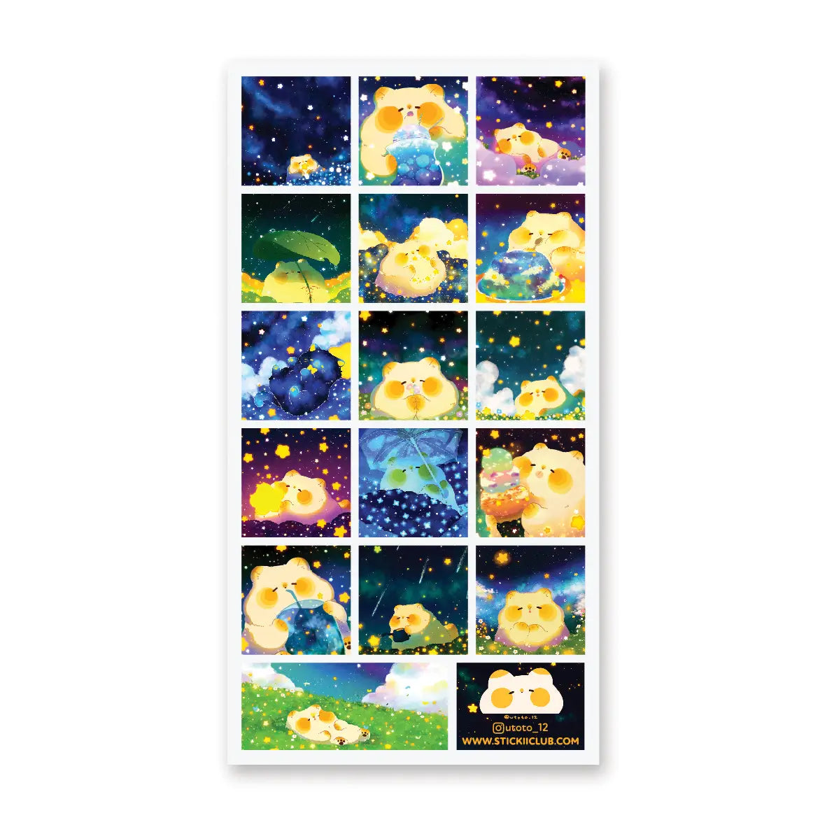 Starry Night Bear Sticker Sheet