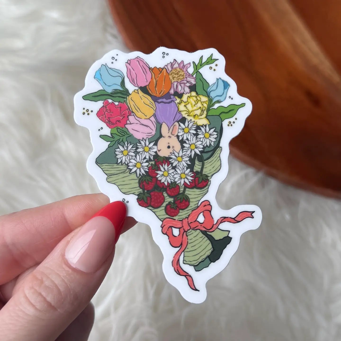 Spring Flower Bunny Bouquet Sticker