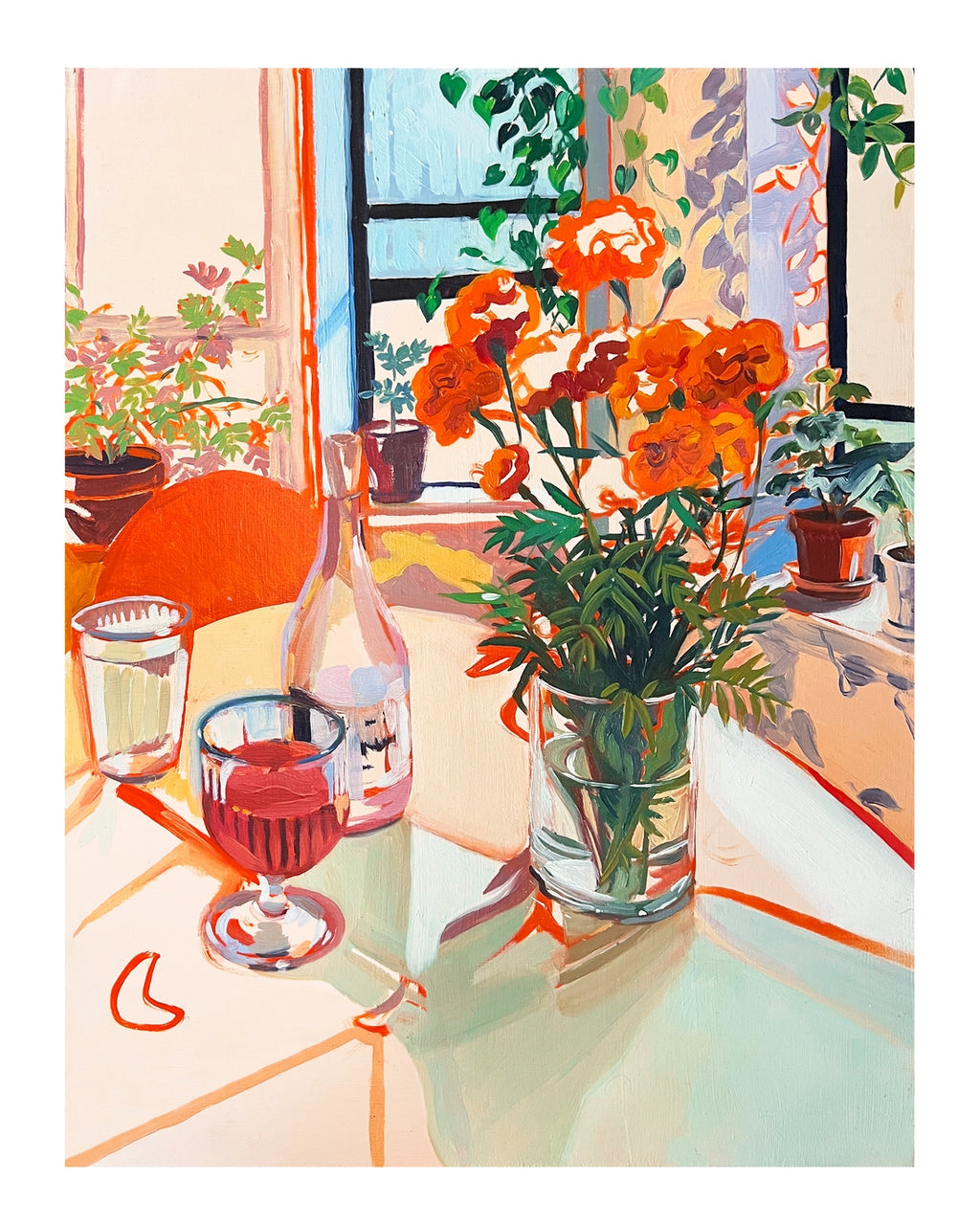 "Olivia's House" Wine and Flowers in NYC Signed Giclee Print: 8x10