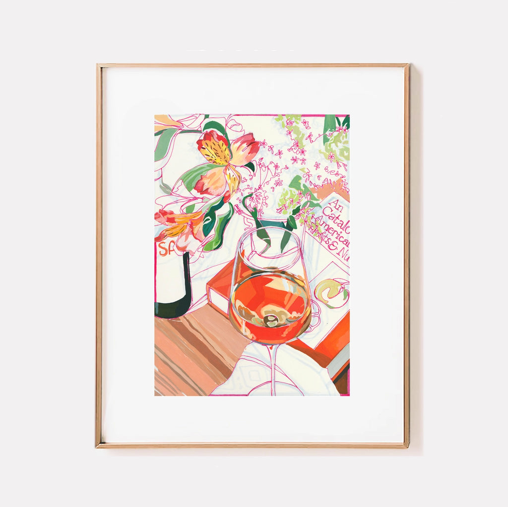 "Orange Wine" Floral Signed Archival Giclee Print: 4x6"