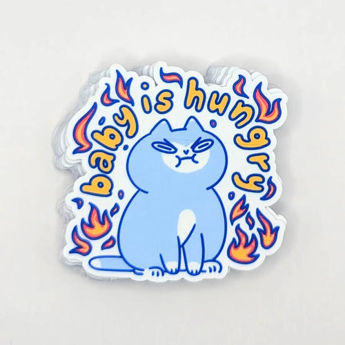 "Baby Is Hungry" Cute Funny Cat Vinyl Sticker