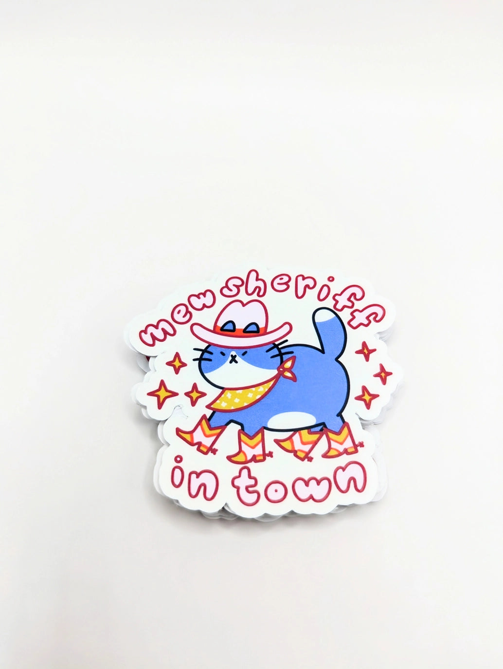 "Mew Sheriff In Town" Cowboy Cat Funny Vinyl Sticker