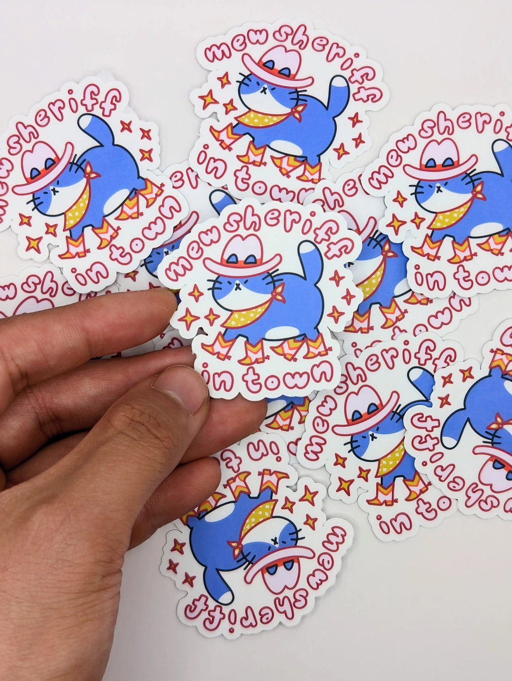 "Mew Sheriff In Town" Cowboy Cat Funny Vinyl Sticker