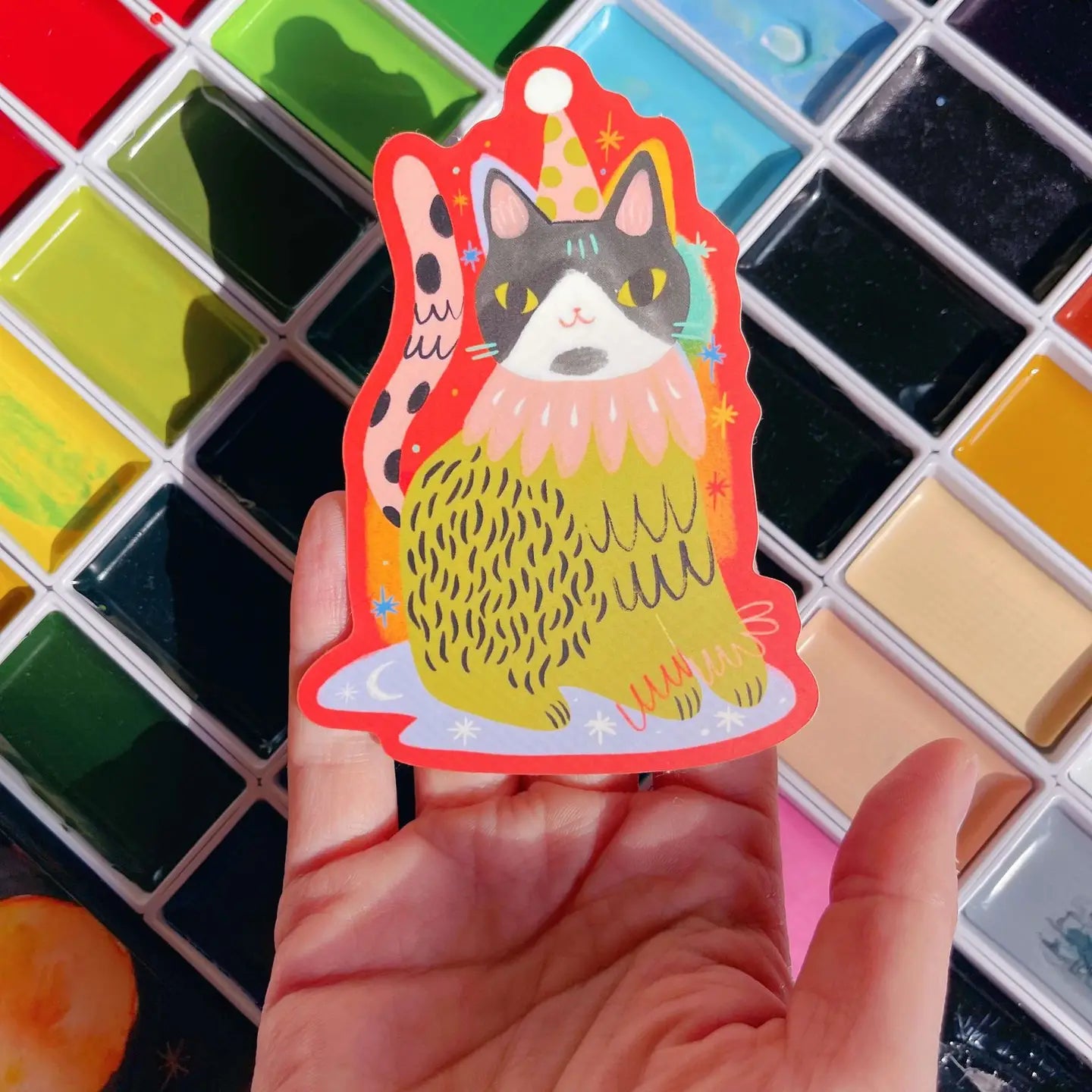 Large clown cat matte waterproof vinyl sticker