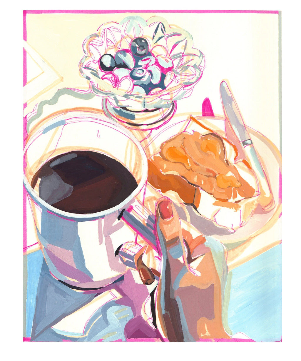 "Peanut Butter & Honey" Coffee and Fruit Signed Giclee Print: 8x10"