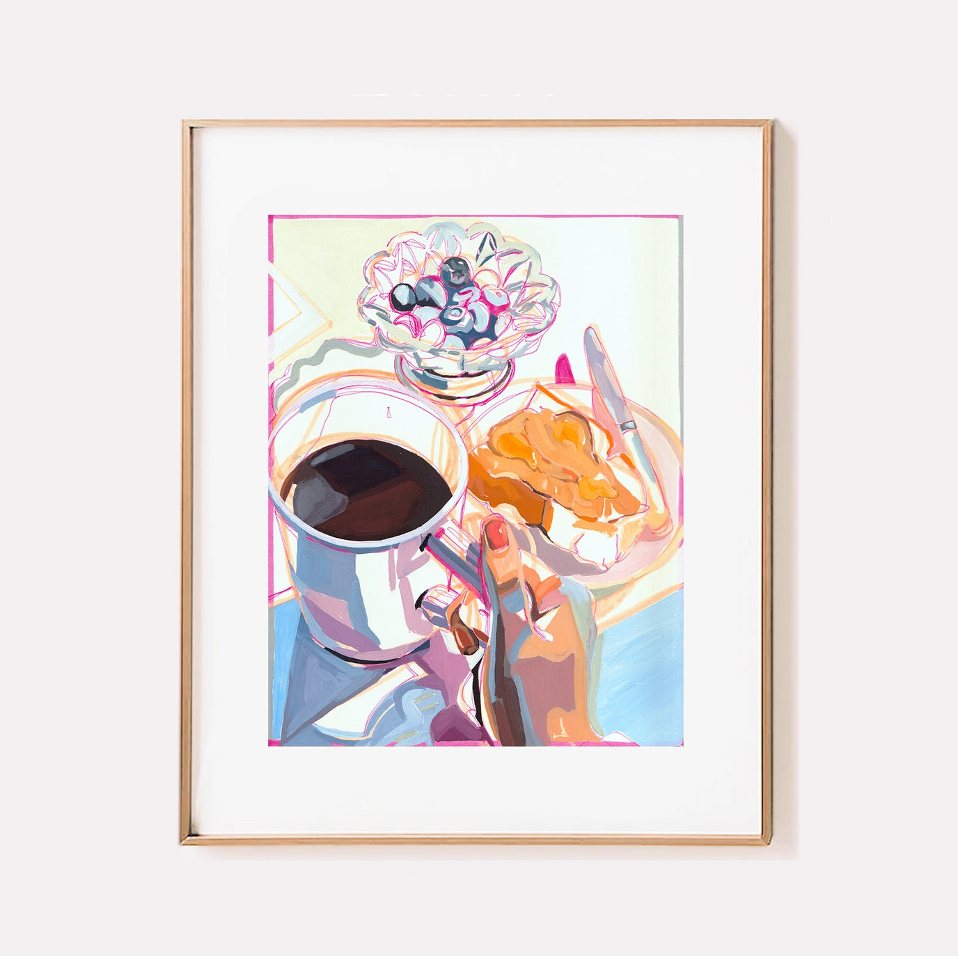 "Peanut Butter & Honey" Coffee and Fruit Signed Giclee Print: 8x10"