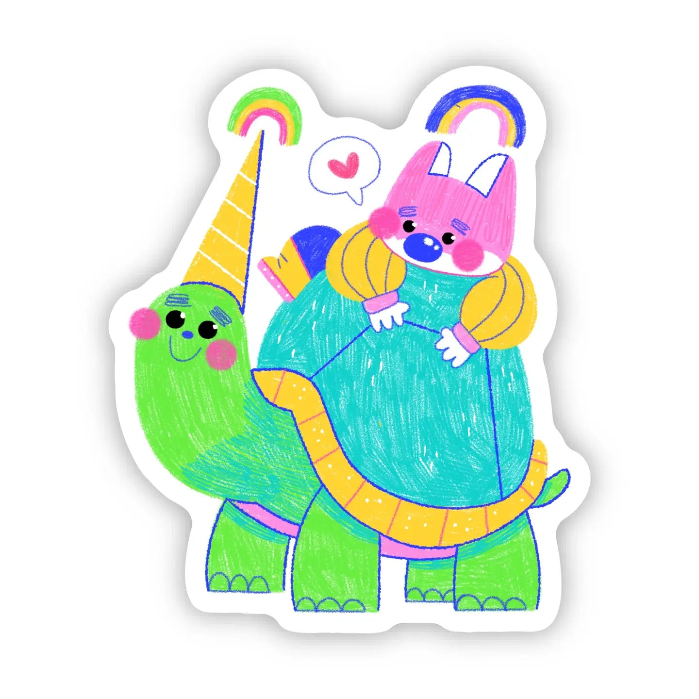 Cute Turtle & Dog Sticker