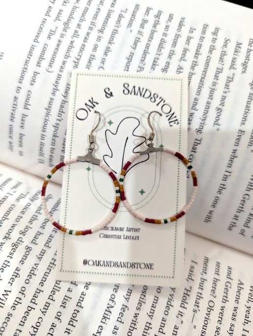 Beaded circle earrings - Red