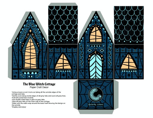 The blue witch cottage - cut out & print
