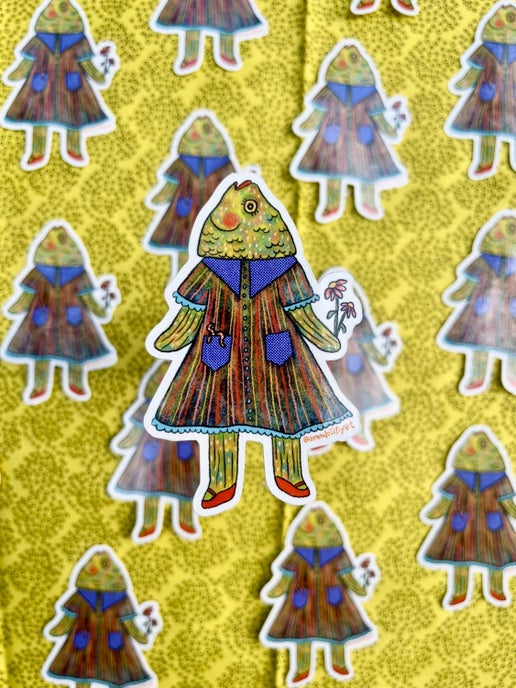 Fish lady sticker