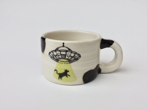 Cow Abduction Mug (hand-painted cow)