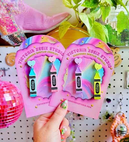Crayon Earrings: Blue