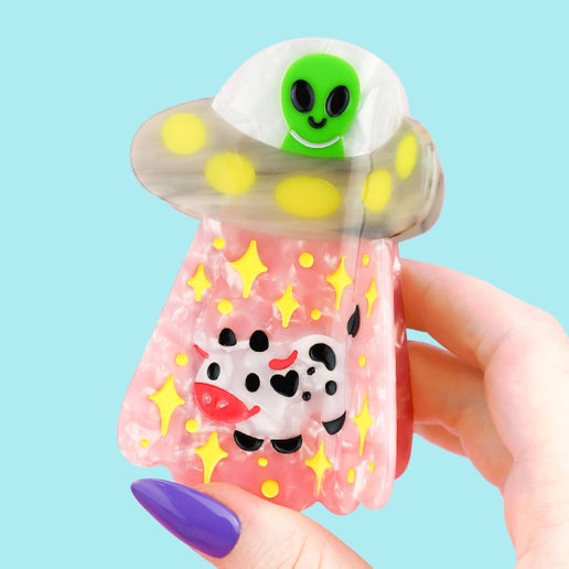 Alien UFO Hair Claw, Cute Hair Accessories, Funny Hair Clips: Acetate